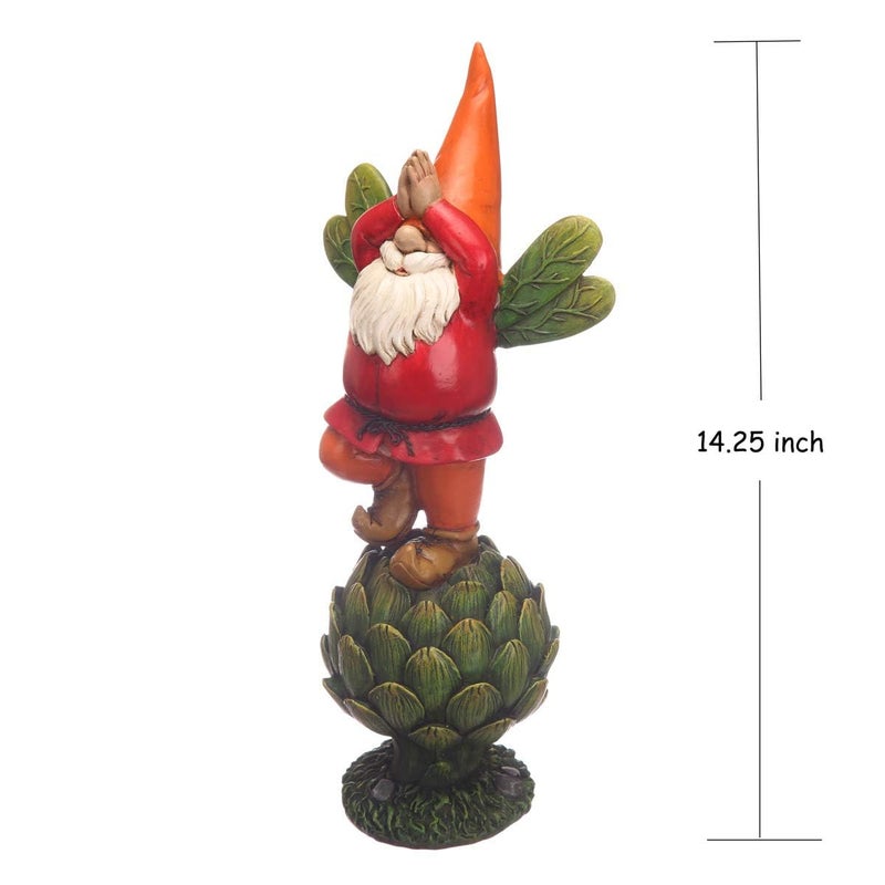 Topadorn Vegetable Garden Prayer Gnome on Green Plant, Hand-Painted Outdoor Statue for Yard & Patio, Idea - Image 4
